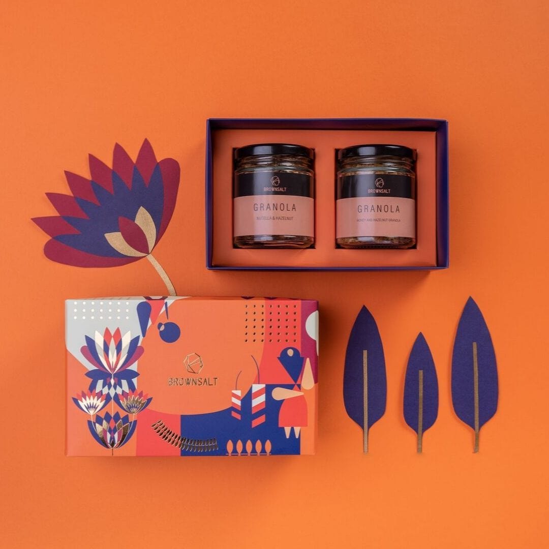 Festive Gift Box - Small ( Set A with 2 Granola jars ) -  Brownsalt Bakery